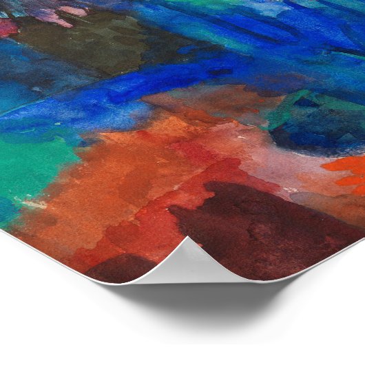 Poster Fleurs dans un Vase Bleu | Fritz Schaefler (Coin)