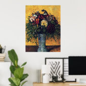 Poster Fleurs dans un vase bleu - Paul Cezanne - c1877 (Bureau à domicile)