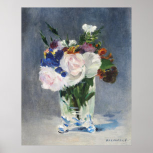 Poster Fleurs dans un vase de cristal (c.1882) Edouard Ma