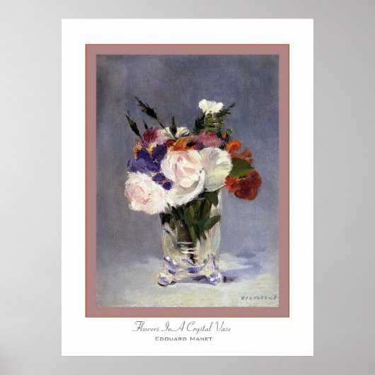 Poster Fleurs Dans Un Vase De Cristal ~ Edouard Manet (Devant)