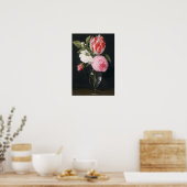Poster Fleurs dans un vase en verre (Cuisine)