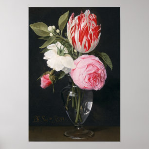 Poster Fleurs dans un vase en verre
