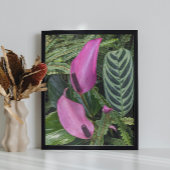 Poster Fleurs d'anthurium rose et feuillage touffu