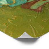 Poster Fleurs d'aqua et d'orange brûlée sur fond vert (Coin)