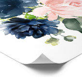 Poster Fleurs d'aquarelle bleu marine et bleu, infirmière (Coin)