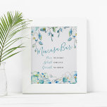 Poster Fleurs d'aquarelle bleu Mimosa Bar<br><div class="desc">Utilisez ce panneau fleuri Mimosa Bar pour décorer votre table et aider les clients à préparer leurs boissons. Conçu en utilisant mes élégantes orchidées bleues aquarelles sur un arrière - plan blanc immaculé, ce panneau est parfait pour le brunch et mousseux, douches nuptiales, baby showers, mariages de printemps et d'été...</div>