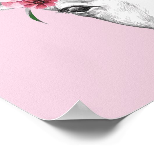 Poster Fleurs d'aquarelle Cerf (Coin)