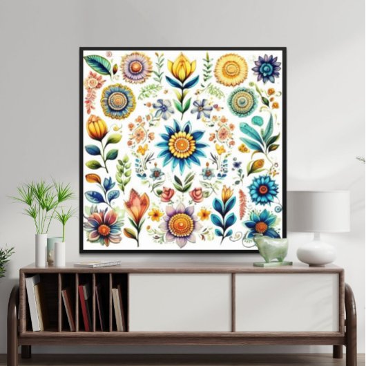 Poster Fleurs d'aquarelle colorée de beauté