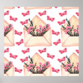 Poster Fleurs d'aquarelle dans les enveloppes : motif tra (Devant)