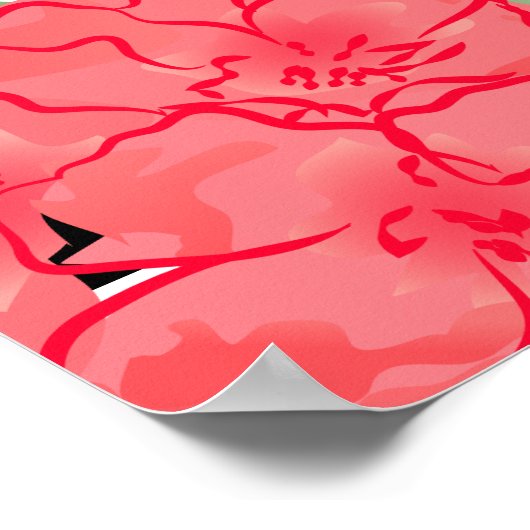 Poster Fleurs d'aquarelle de corail - Plan de table (Coin)