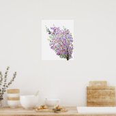Poster fleurs d'aquarelle de myrte violette (Cuisine)