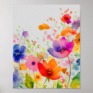 Poster Fleurs d'aquarelle de printemps, Amant de la natur