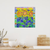 Poster Fleurs d'aquarelle de tournesol Lune de soleil (Cuisine)