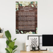 Poster Fleurs d'aquarelle en bois rustique Siège Mariage (Bureau à domicile)