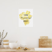 Poster Fleurs d'aquarelle en feuille d'or Guillemet perso (Cuisine)
