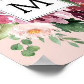 Poster Fleurs d'aquarelle modernes Monogrammes (Coin)