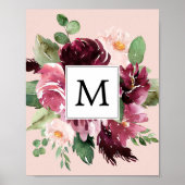 Poster Fleurs d'aquarelle modernes Monogrammes (Devant)