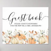 Poster Fleurs d'aquarelle tendance et Citrouille automne (Devant)