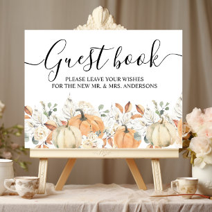 Poster Fleurs d'aquarelle tendance et Citrouille automne