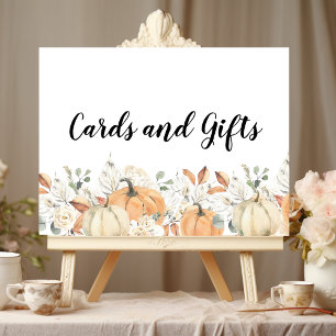 Poster Fleurs d'aquarelle tendance et Citrouille automne