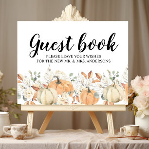 Poster Fleurs d'aquarelle tendance et Citrouille automne