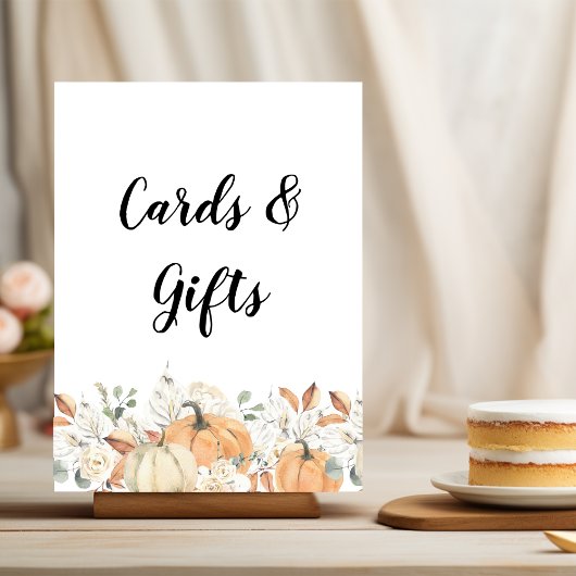 Poster Fleurs d'aquarelle tendance et Citrouille automne