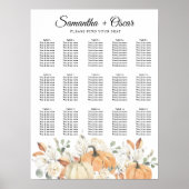 Poster Fleurs d'aquarelle tendance et Citrouille automne (Devant)