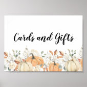 Poster Fleurs d'aquarelle tendance et Citrouille automne (Devant)