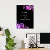 Poster Fleurs d'aquarelle violet. Mariage noir (Bureau à domicile)