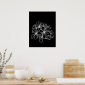 Poster Fleurs d'art à ligne florale minimes Noir Blanc (Cuisine)