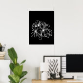 Poster Fleurs d'art à ligne florale minimes Noir Blanc (Bureau à domicile)
