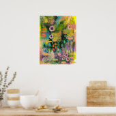 Poster Fleurs d'art Abstraites peinture botanique florale (Cuisine)