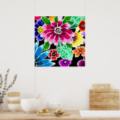 Poster Fleurs d'art folklorique génoise multicolore (Cuisine)