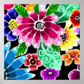 Poster Fleurs d'art folklorique génoise multicolore (Devant)