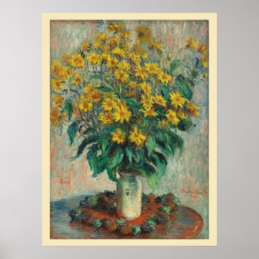 Poster Fleurs d'artichauts de Jérusalem par Claude Monet (Devant)