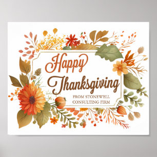 Poster Fleurs d'automne bon thanksgiving Affaires personn