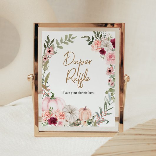 Poster Fleurs d'automne Citrouille Baby shower Déchets Ra