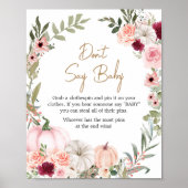 Poster Fleurs d'automne Citrouille Baby shower ne pas dir (Devant)