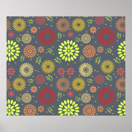 Poster Fleurs d'automne colorées dans des tons chauds (Devant)