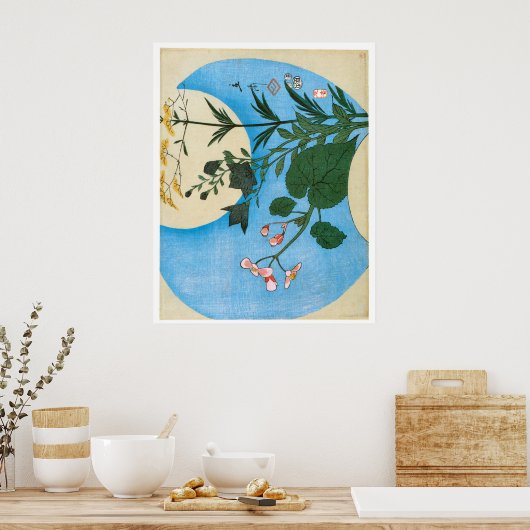 Poster Fleurs d'automne devant la Pleine lune (Cuisine)