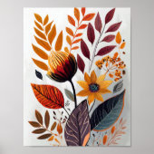 Poster Fleurs d'automne et feuille (Devant)