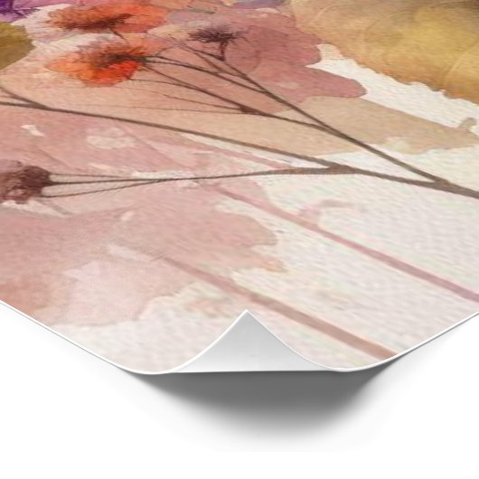 Poster Fleurs d'automne et tournesols pastels d'aquarelle (Coin)