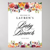Poster Fleurs d'automne Floral Baby Brunch Bienvenue (Devant)