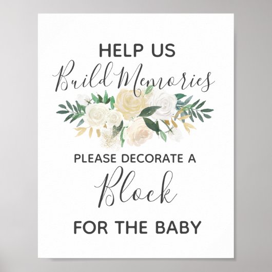 Poster Fleurs de baby shower Construire un panneau d'acti (Devant)