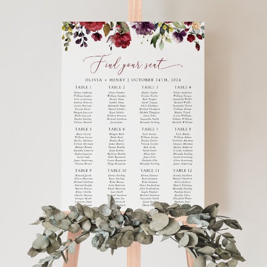 Poster Fleurs de Bourgogne, Fleurs roses, Plan de table