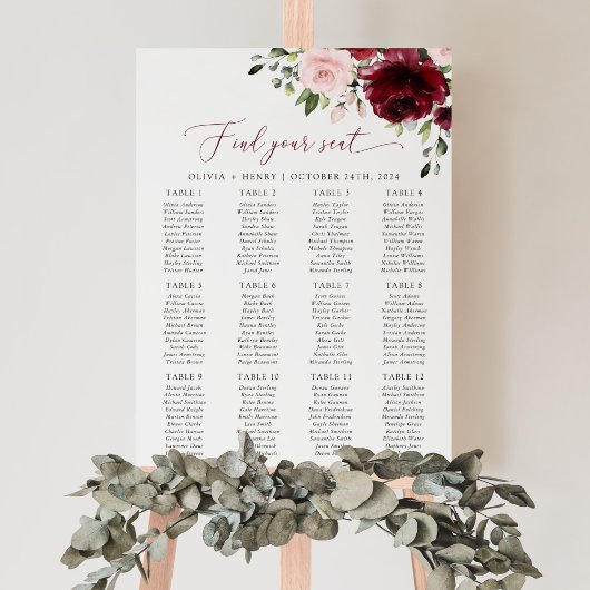 Poster Fleurs de Bourgogne, Fleurs Roses, Plan de Table