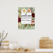 Poster Fleurs de campagne vertes rustiques de mariage de  (Cuisine)