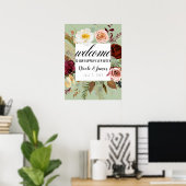 Poster Fleurs de campagne vertes rustiques de mariage de  (Bureau à domicile)