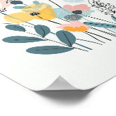 Poster Fleurs de cartons mignonnes Aquarelle Florale Dess (Coin)