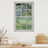 Poster Fleurs de cerises - Fausse fenêtre blanche (3) (Cuisine)